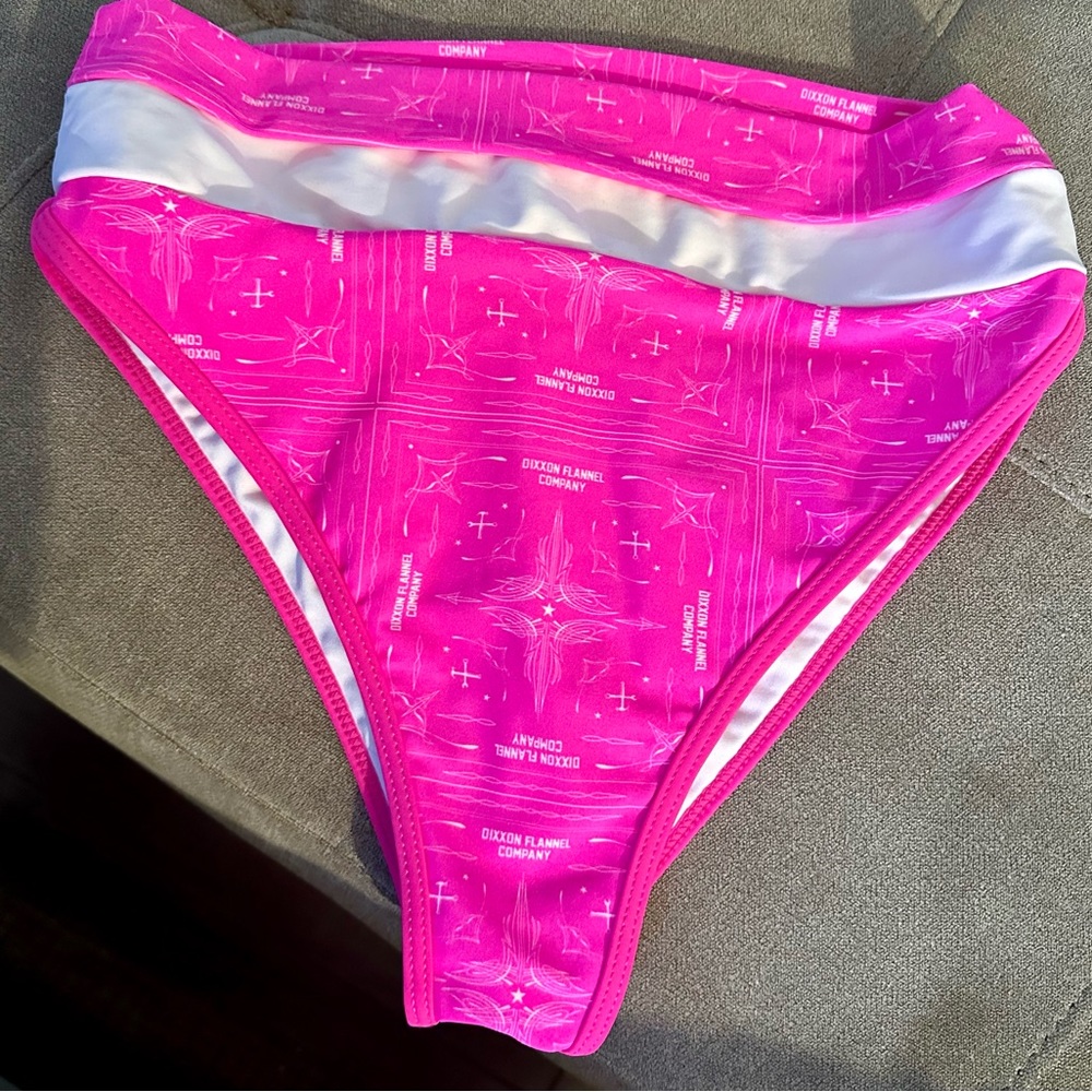 WOMEN'S DIXXON BANDANA HIGH WAISTED BIKINI BOTTOM - PINK LARGE